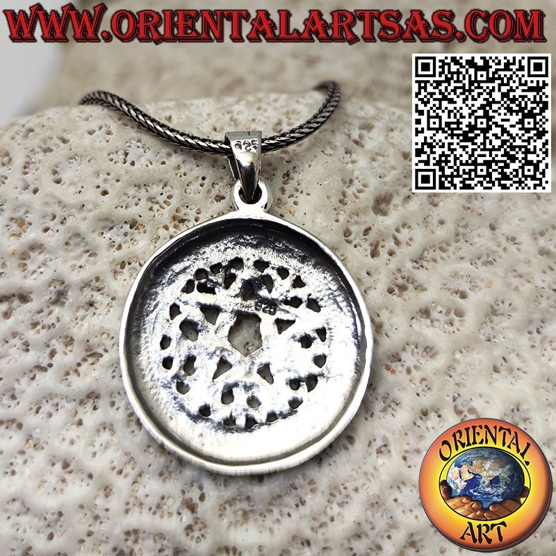 Ciondolo in argento pentacolo Stella Pagana Spiritus Aura Caminus Aqua