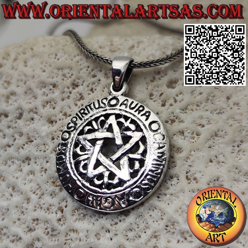 Pentáculo plata colgante Pagan Star Spiritus Aura Caminus Aqua