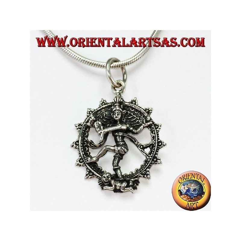 Pendentif en argent, danse cosmique Shiva nataraja