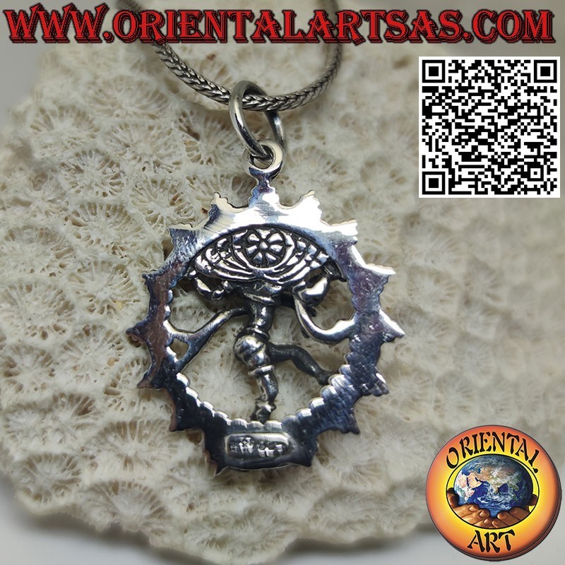 Pendentif en argent, Shiva seigneur de la danse cosmique nataraja