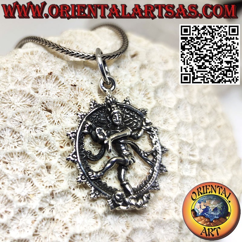 Pendentif en argent, Shiva seigneur de la danse cosmique nataraja