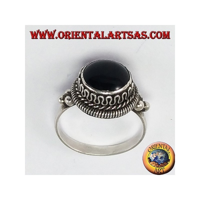 Anillo de plata con ónix tablero superior Ronda