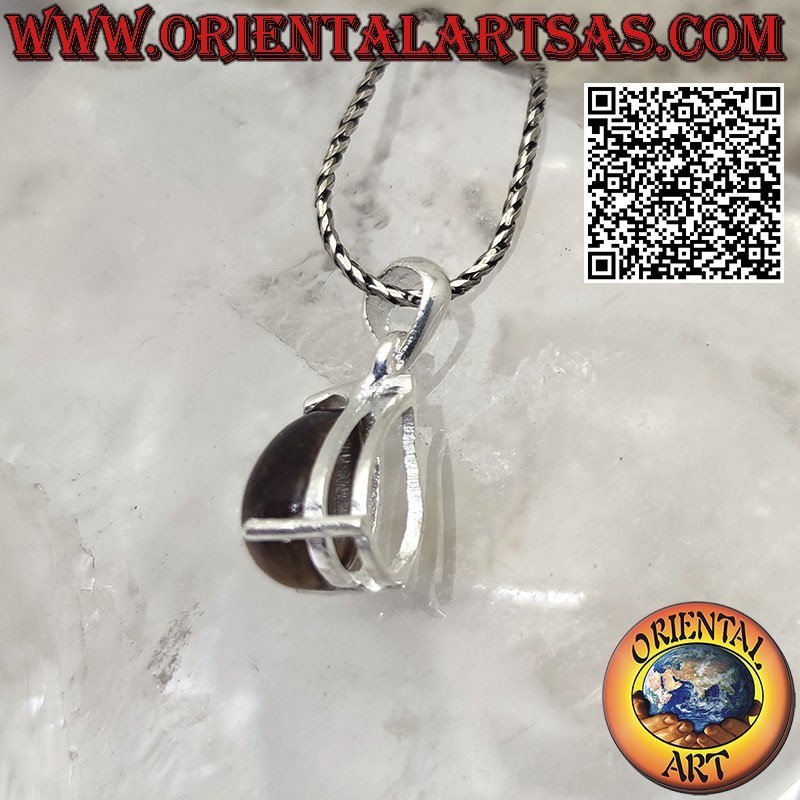 Colgante de plata con juego de lágrima de ojo de tigre natural