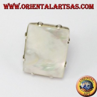 Anillo de plata con Motherpearl rectangular con las quijadas