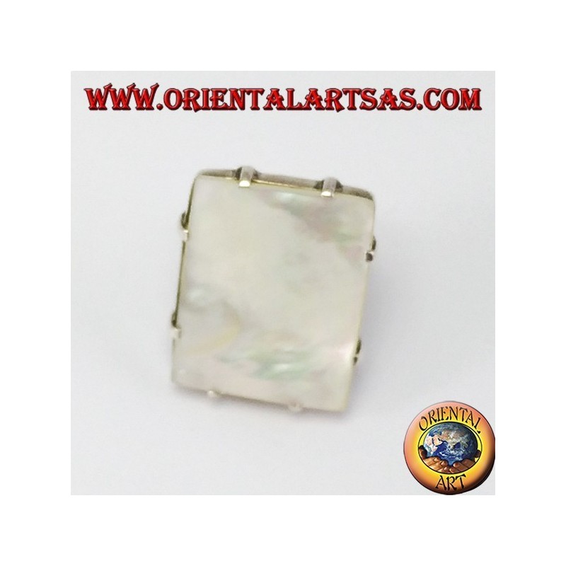 Anillo de plata con Motherpearl rectangular con las quijadas