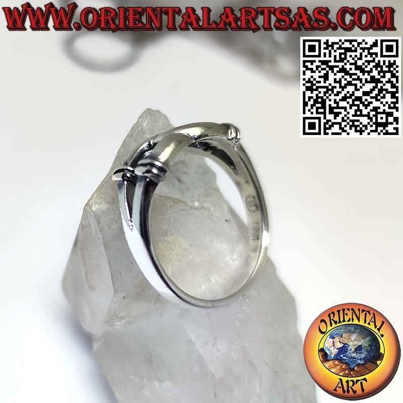 Bague en argent, fers à cheval entrecroisés
