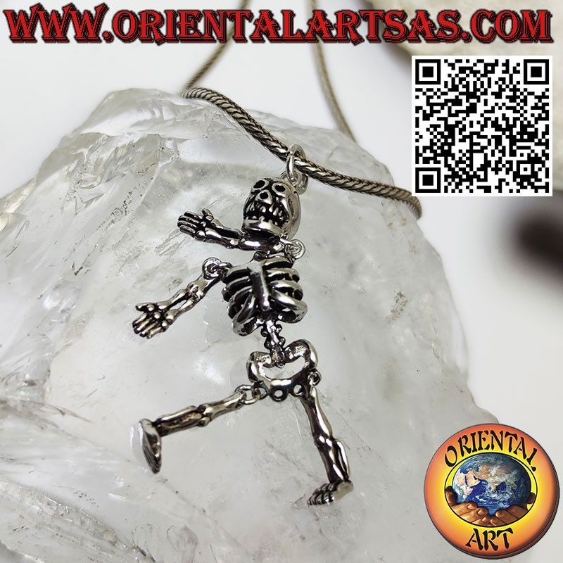Pendentif en argent, squelette intégral mobile