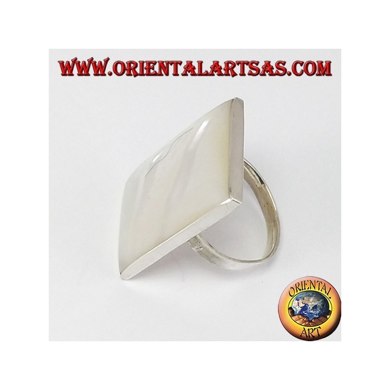 Anillo de plata con nácar rectangulares