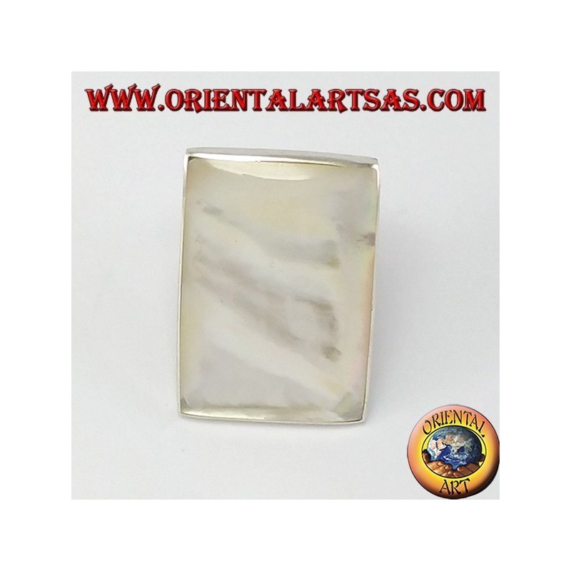 Anillo de plata con nácar rectangulares