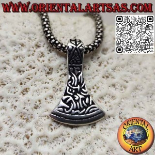 Small silver pendant with Norse ax blade with Celtic engravings (leviathan)