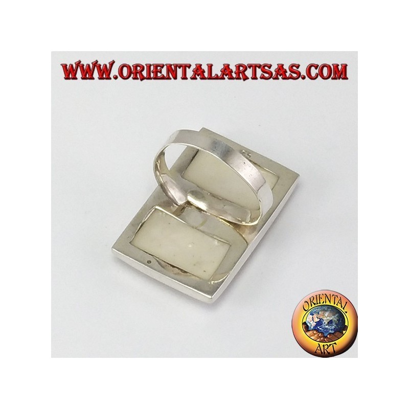 Silver ring with rectangular mother of pearl