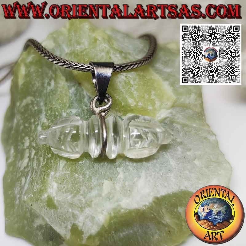 Silver pendant with rock crystal dorje and central hook