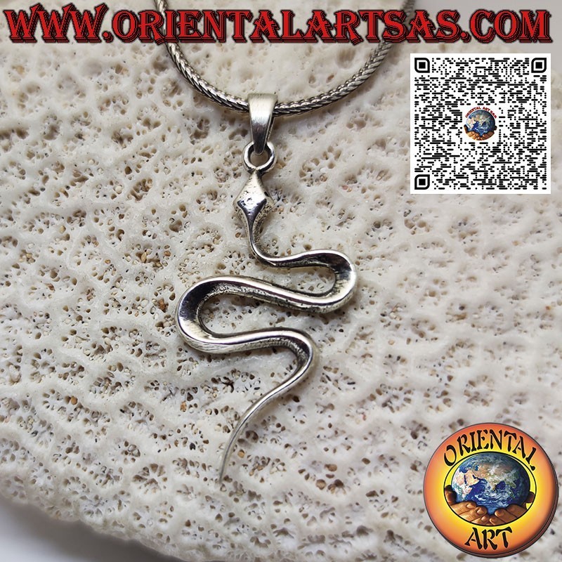 Silver Snake Pendant 925 - S-Shaped Sinuous Snake Necklace
