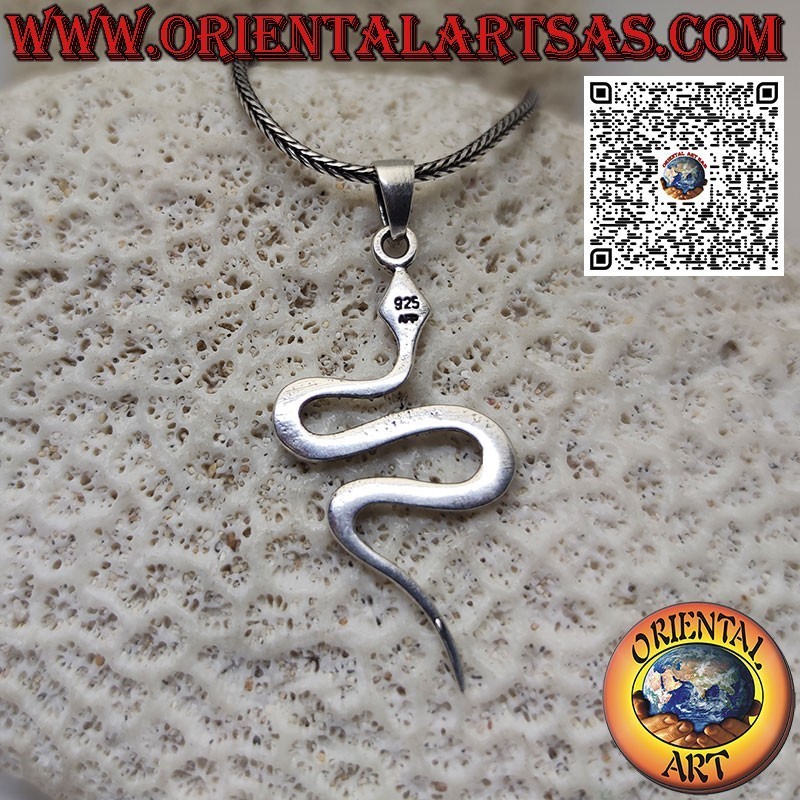 Magnifique pendentif en argent serpent lisse et sinueux glissant vers S