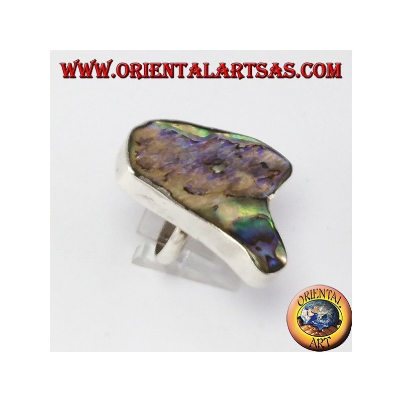 Anello d'argento con madreperla paua