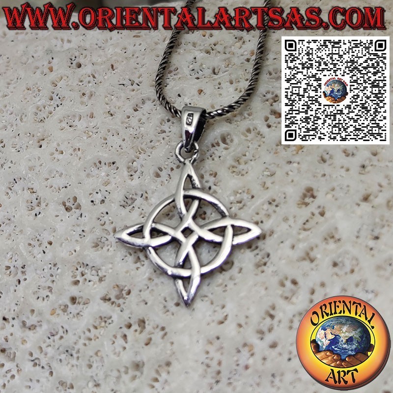 Witch's Knot silver pendant also known as magic knot