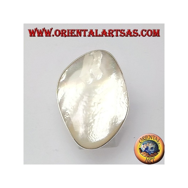Bague en argent avec nacre (grand)