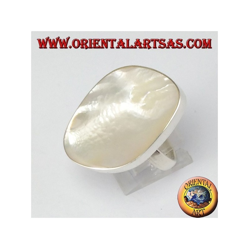 Bague en argent avec nacre (grand)