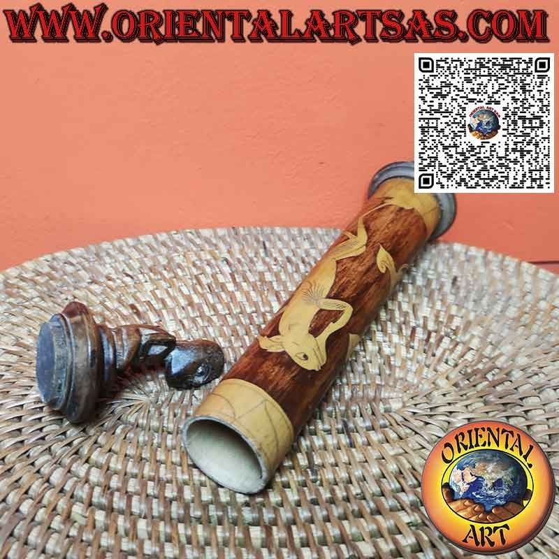 Ancient bamboo medicine container and Batak cap sculpture