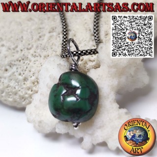 Antique Tibetan turquoise protective pendant with silver hook