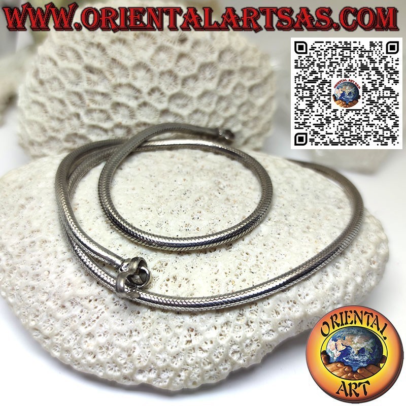 Beautiful 50cm x 3mm snake rope necklace in solid 700 ‰ silver