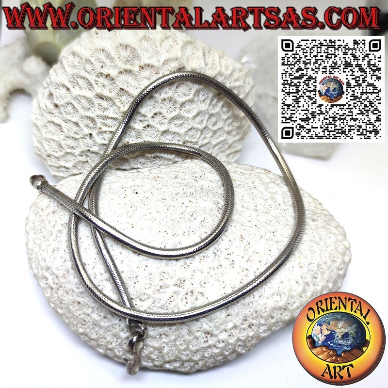 Precioso collar de cuerda de serpiente de 50 cm x 3 mm en plata maciza 700 ‰