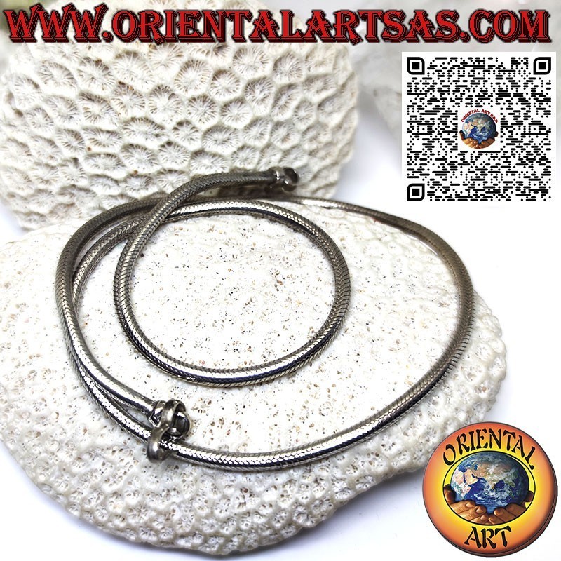 Magnifique collier corde serpent 50cm x 3mm en argent massif 700 ‰