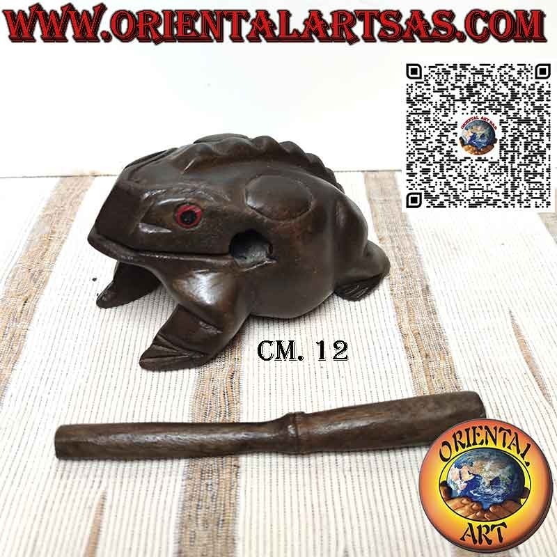 Grenouille chantante (jouable) aux yeux rouges, instrument de musique en bois