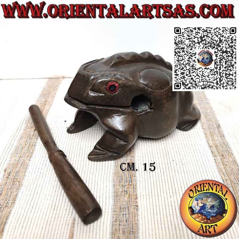 Singender Frosch (spielbar) mit roten Augen, Musikinstrument aus Holz