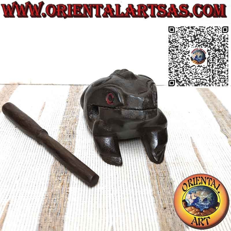 Singing frog (playable) with red eyes, wooden musical instrument