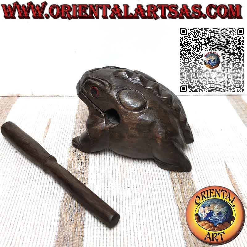 Singender Frosch (spielbar) mit roten Augen, Musikinstrument aus Holz