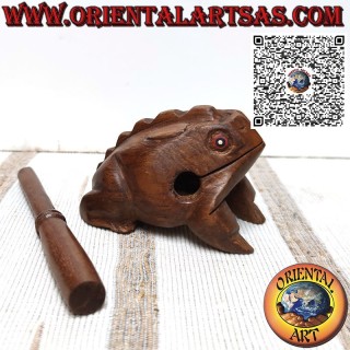 Rana canterina (suonabile) con occhi rossi in teak strumento musicale