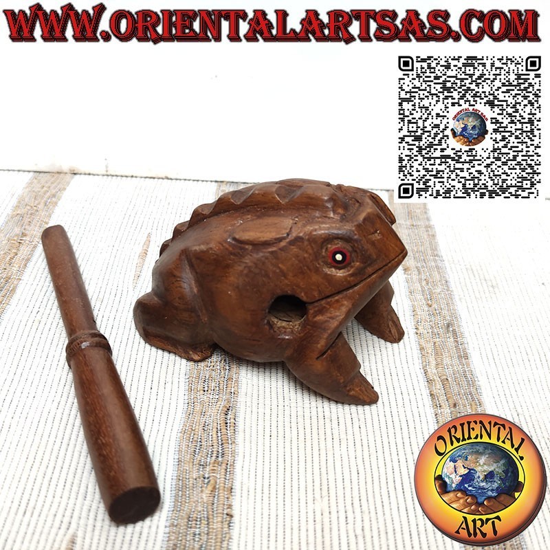 Rana canterina (suonabile) con occhi rossi in teak strumento musicale