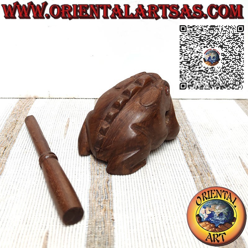 Rana canterina (suonabile) con occhi rossi in teak strumento musicale