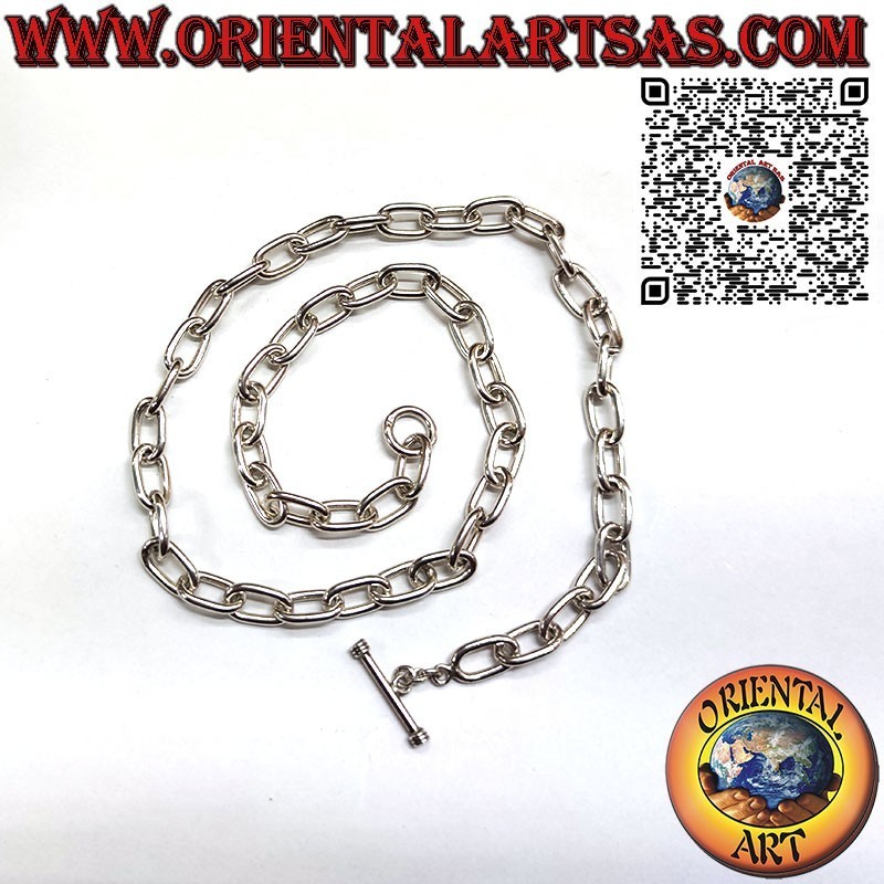 Collana in argento 925‰  a catena ad anelli ovali da 54 cm x 8*2  mm