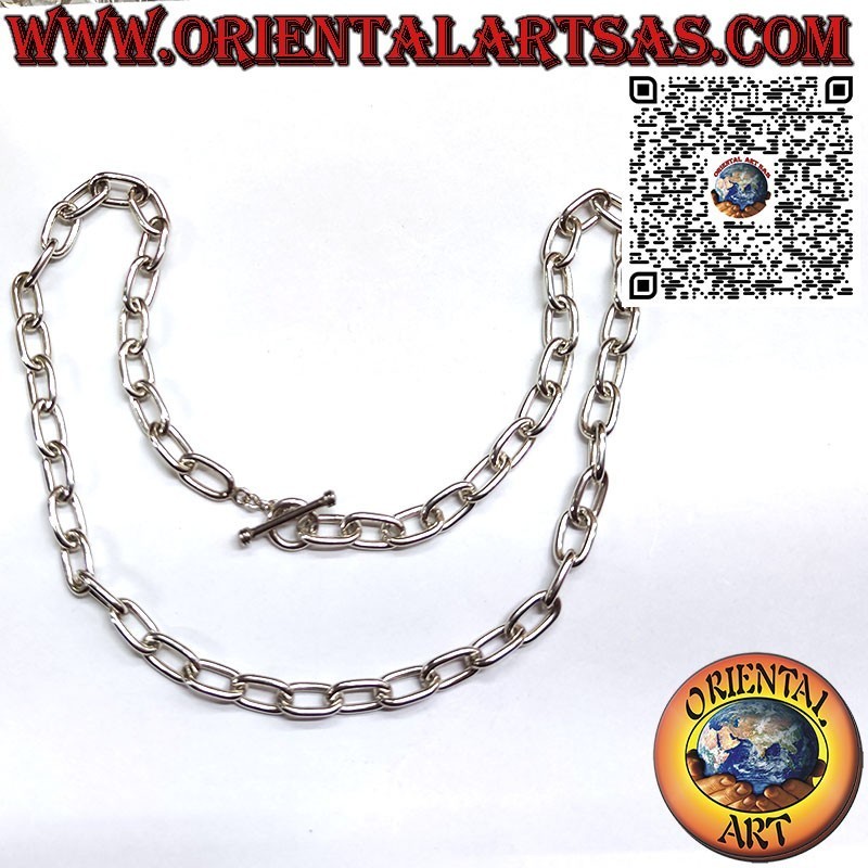 925‰ silver necklace with oval ring chain measuring 54 cm x 8*2 mm