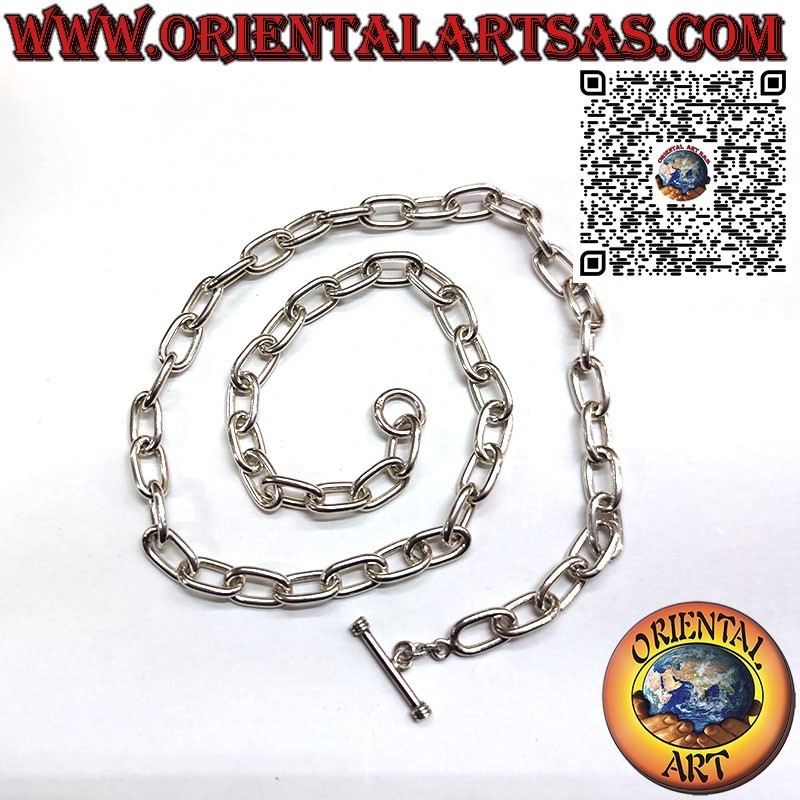 925‰ silver necklace with oval ring chain measuring 54 cm x 8*2 mm