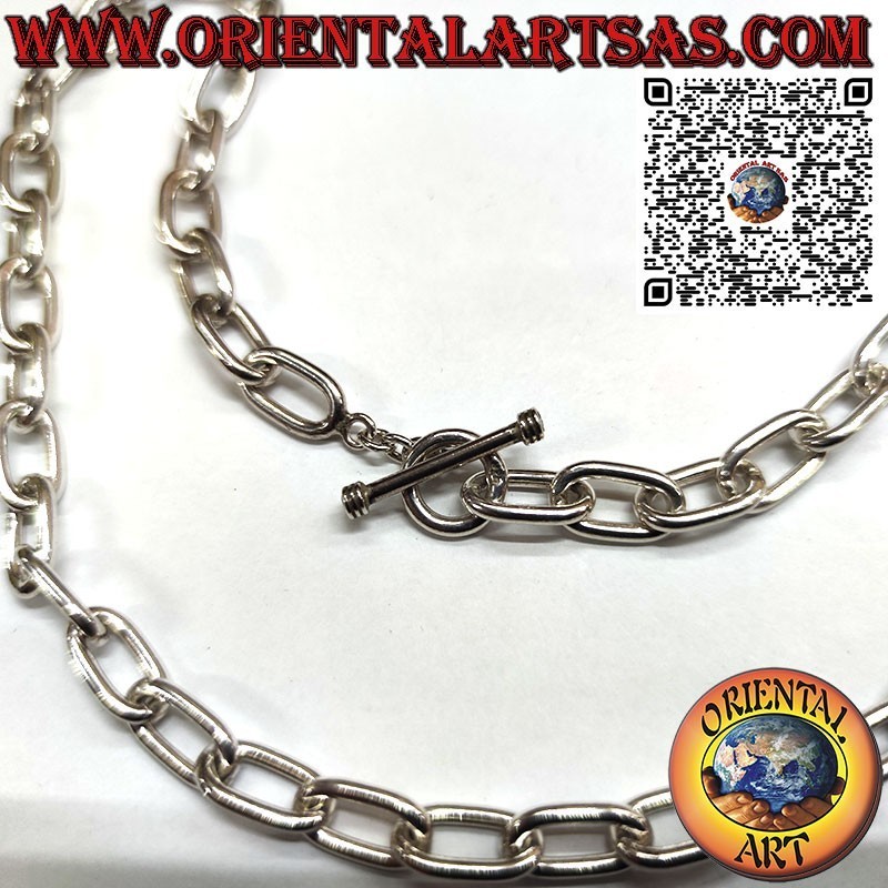 Collar de plata 925 ‰ con cadena de anillos ovalados de 54 cm x 8*2 mm
