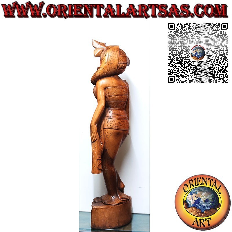 Balinese woman sculpture made from a single 1 m block of wood.