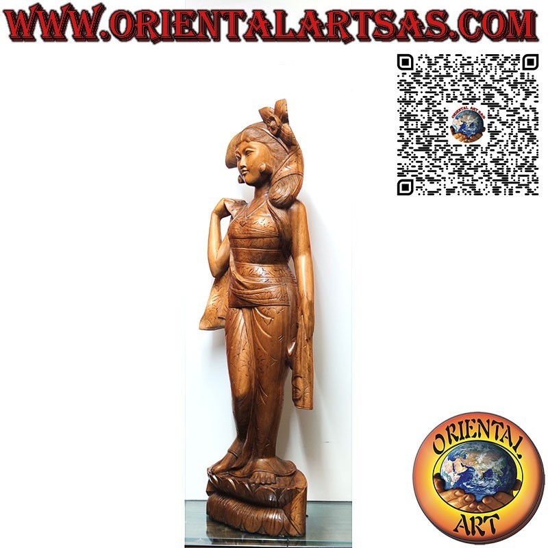 Balinese woman sculpture made from a single 1 m block of wood.