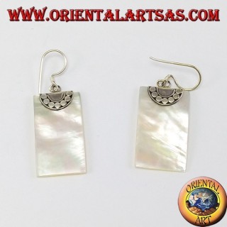 Pendientes de plata con madre perla rectangular de