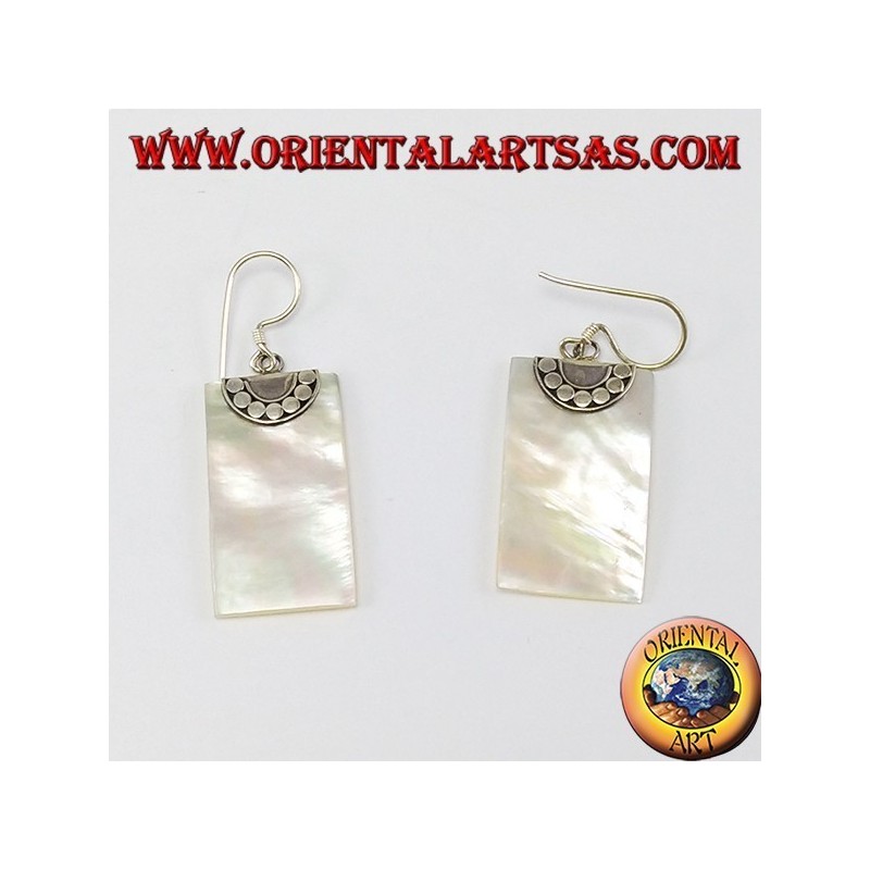 Boucles d'oreilles argent avec nacre rectangulaire de perle