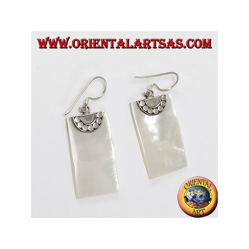 Boucles d'oreilles argent avec nacre rectangulaire de perle