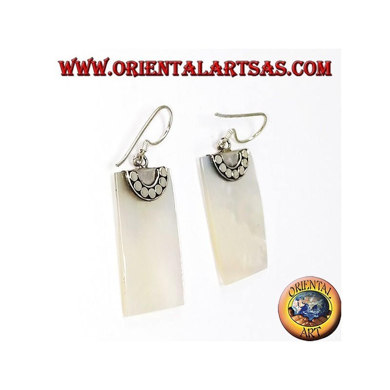 Pendientes de plata con madre perla rectangular de