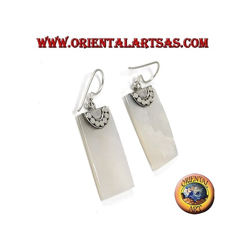 Boucles d'oreilles argent avec nacre rectangulaire de perle
