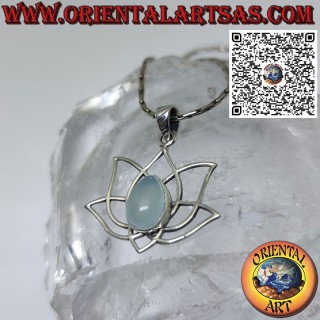 Lotus flower silver pendant with Celestina, symbol of purification