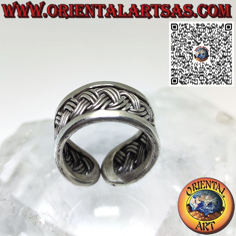 Anillo de banda de plata tejida de 3 hilos, hecho por Karen