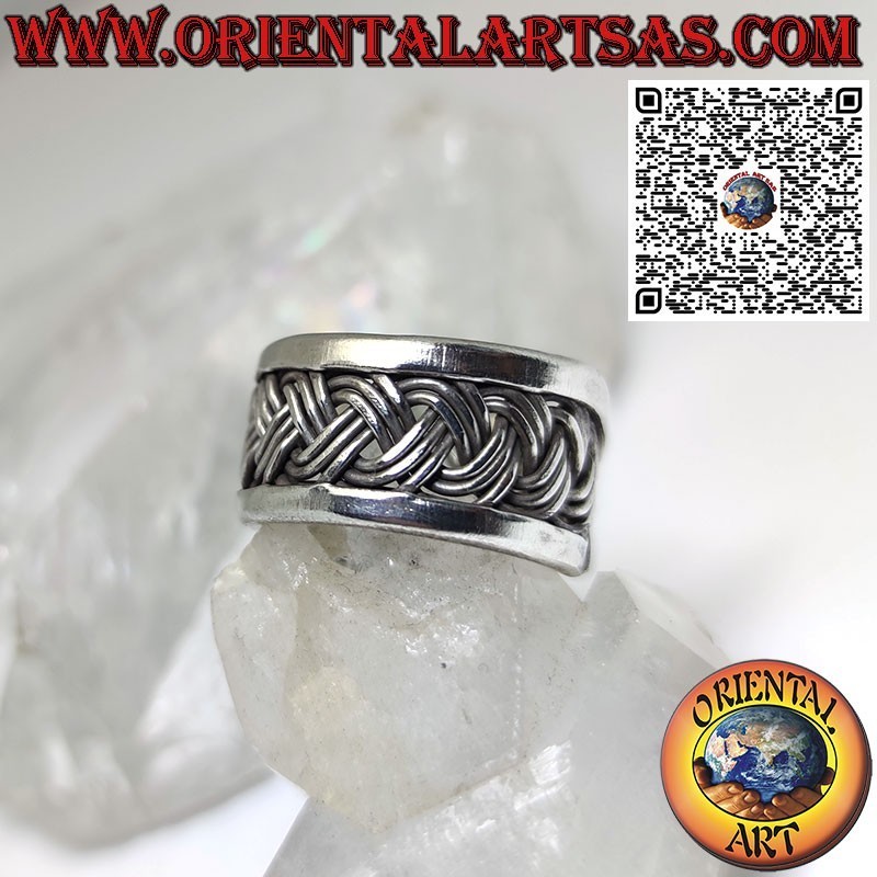 Anillo de banda de plata tejida de 3 hilos, hecho por Karen