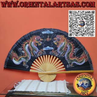 Wandventilator Drachen auf schwarzem Hintergrund auf 100 cm Stoff gemalt