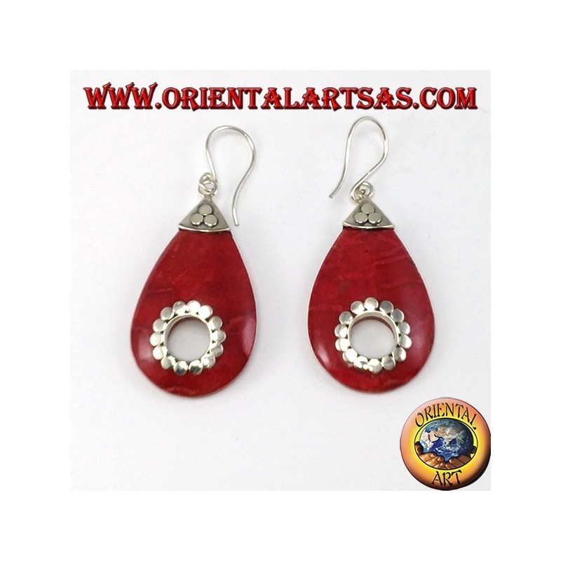 Silver earrings with dumbbells with central hole (studded)